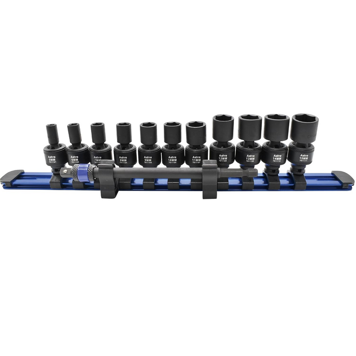 Astro Pneumatic 78111 12 Piece 1/4" Square & Hex Drive Magnetic Universal Impact Socket Set
