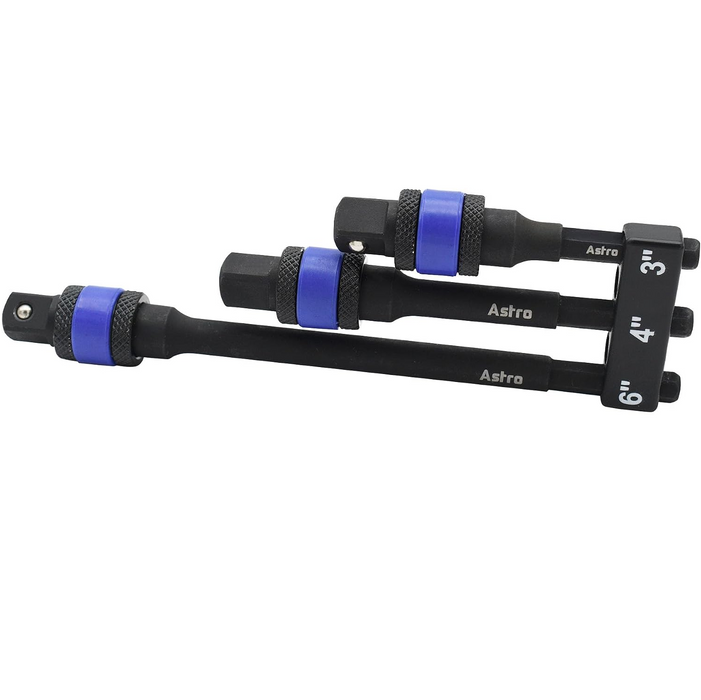Astro Pneumatic 78303 3-Piece 3/8" Drive Hex Shank Impact Locking Extension Set