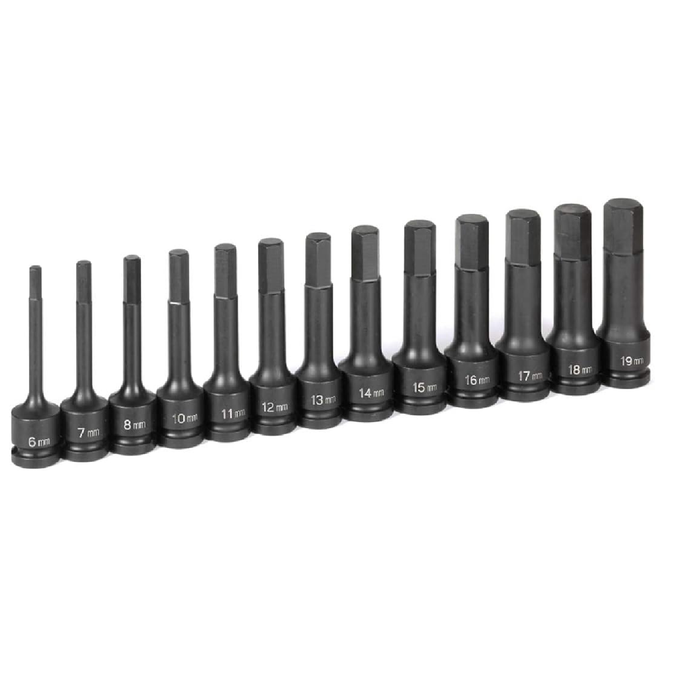 Grey Pneumatic 1343MH 1/2" Drive 13-Piece 4" Length Metric Hex Driver Set