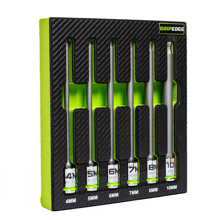 GripEdge BHBM6LS 6-Piece 3/8" Drive Long Metric RPT Ball Hex Driver Set