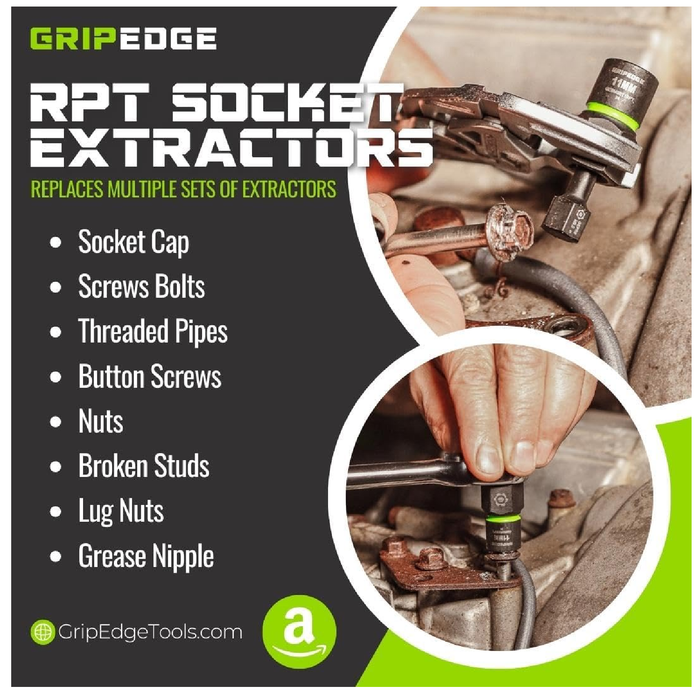 GripEdge GE7BSSESRPT 3/8" Drive SAE RPT Socket Extractor Set - 7 Pieces