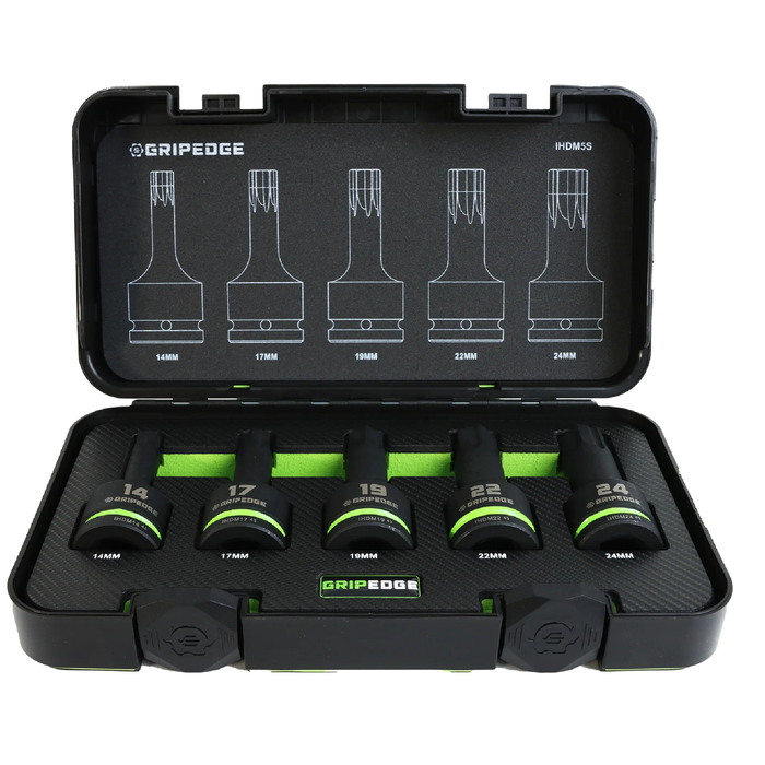 GripEdge IHDM5S 5-Piece 3/4" Drive Metric Impact RPT Hex Driver Set