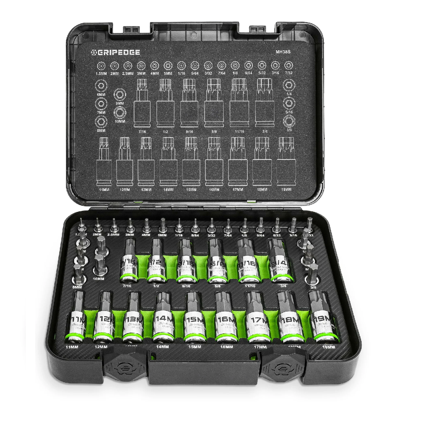 GripEdge MH38S 38-Piece Master RPT Hex Driver Set — 1SourceTool