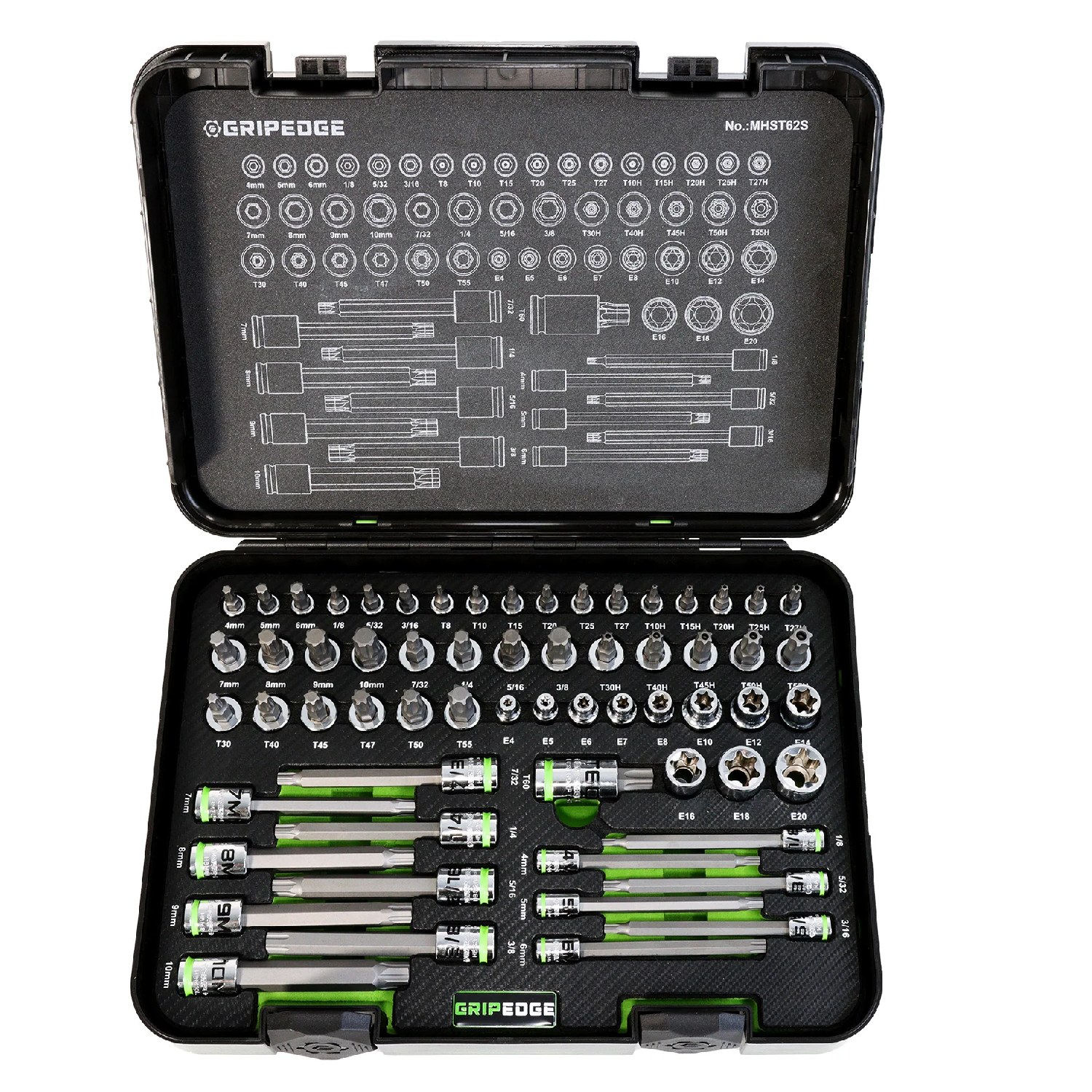 GripEdge MHST62S 62-PC Master Hex & Star Driver Set — 1SourceTool