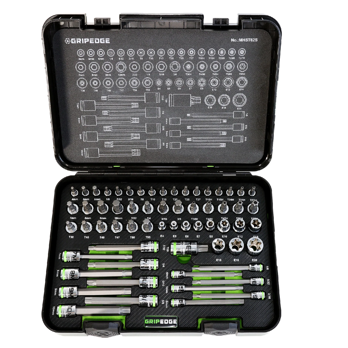 GripEdge MHST62S 62-PC Master Hex & Star Driver Set — 1SourceTool