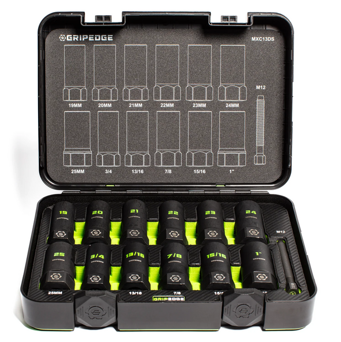 GripEdge MXC13DS 13 Piece 1/2" Drive Deep Master Socket Extractor Set
