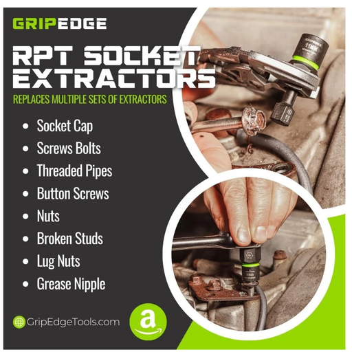 GripEdge XCS5S 5-Piece 1-2 Inch Drive SAE RPT Socket Extractor SetGripEdge XCS5S 5-Piece 1-2 Inch Drive SAE RPT Socket Extractor Set