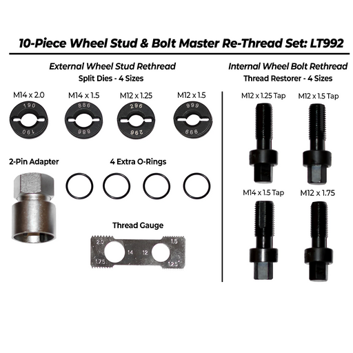 Lock Technology 992 10-Piece Wheel Stud Rethread Kit