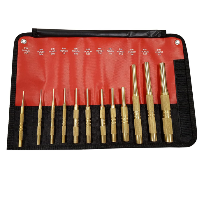 Mayhew 67008 12-Piece Brass Pin Punch SAE Set