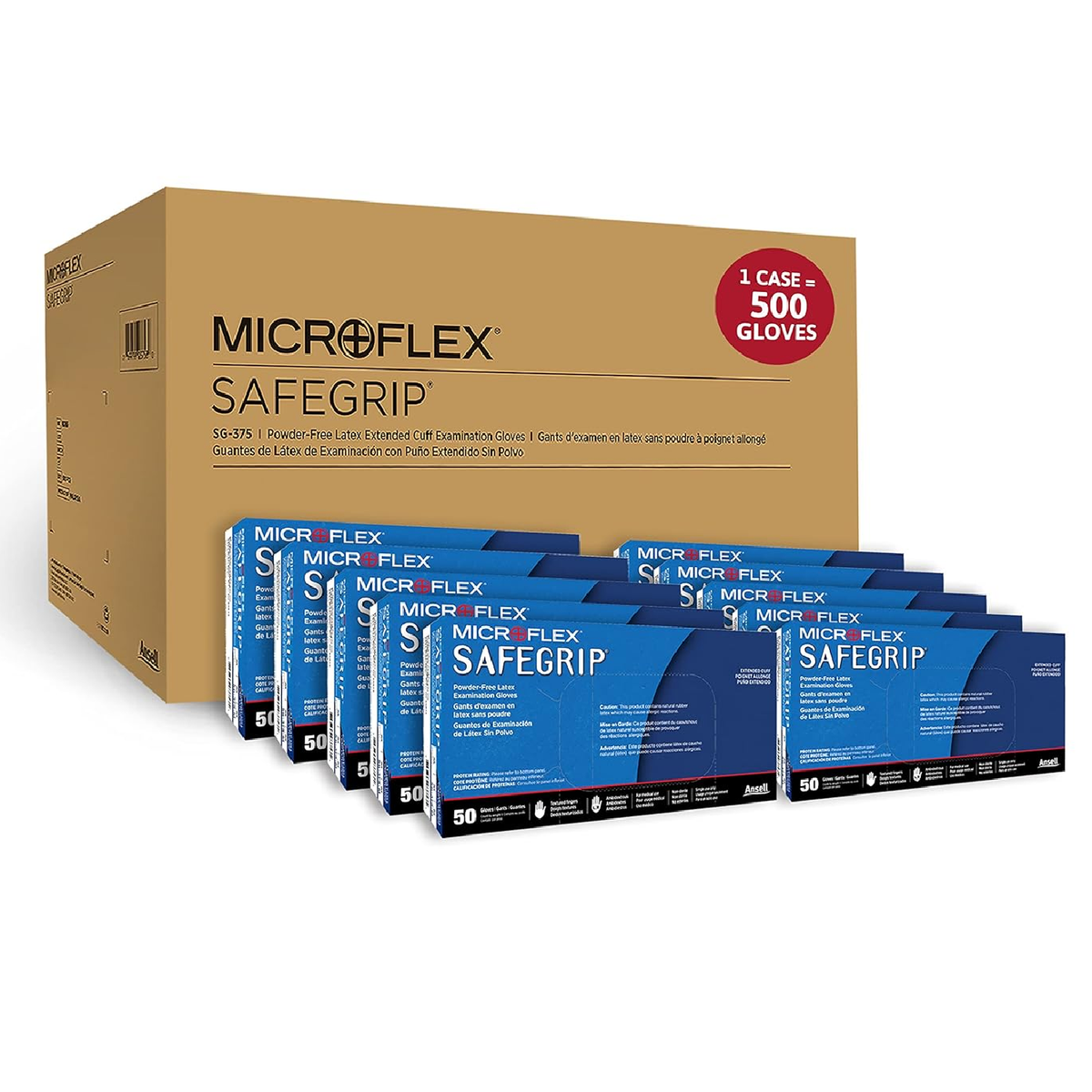 Grip Safe Microflex SG375XL-10 CASE of Safe Grip Textured Grip Gloves, Extra Lar ...
