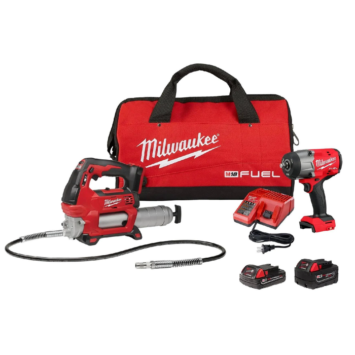 Milwaukee 2967-22GG M18 FUEL 1/2" Impact Wrench & Grease Gun Combo Kit