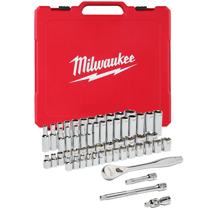 Milwaukee 48-22-9008 3/8" Drive 56-Piece Ratchet & Socket Set - SAE & Metric