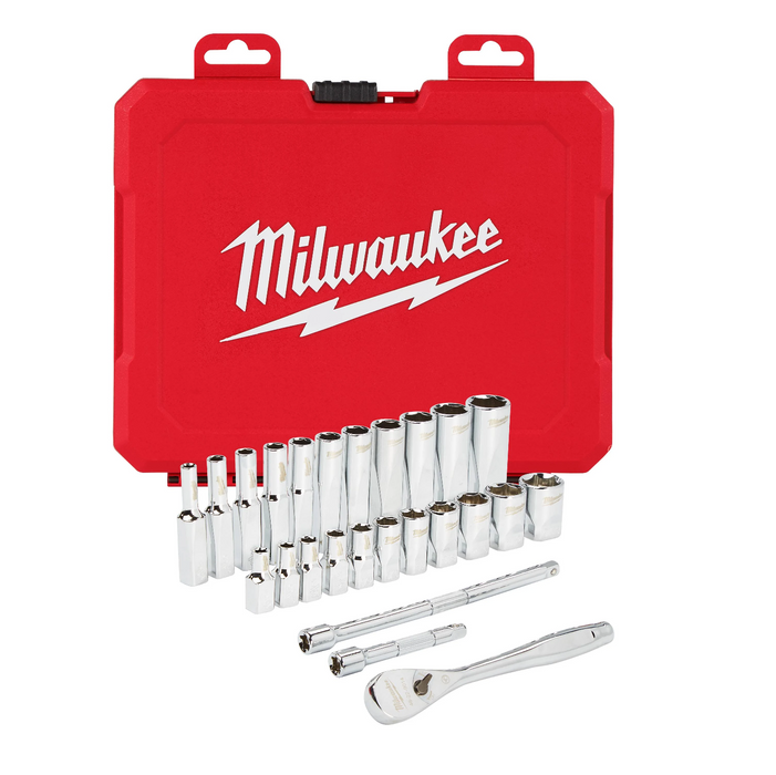 Milwaukee 48-22-9404 1/4" Drive 26-Piece SAE Ratchet & Socket Set