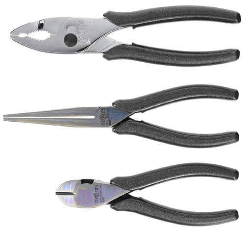 Nepros NTP03 3-Piece Mixed Plier Set, Needle Nose, Slip Joint, Cutting
