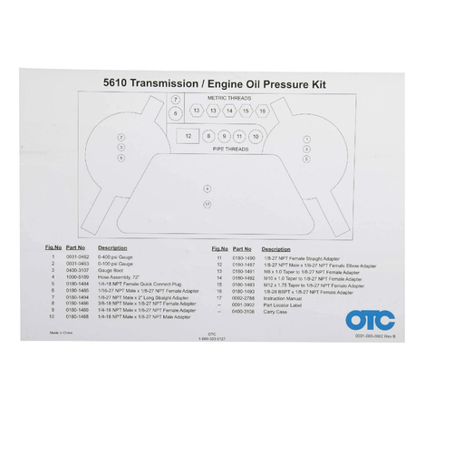 OTC 5610 Transmission and Engine Oil Test Kit