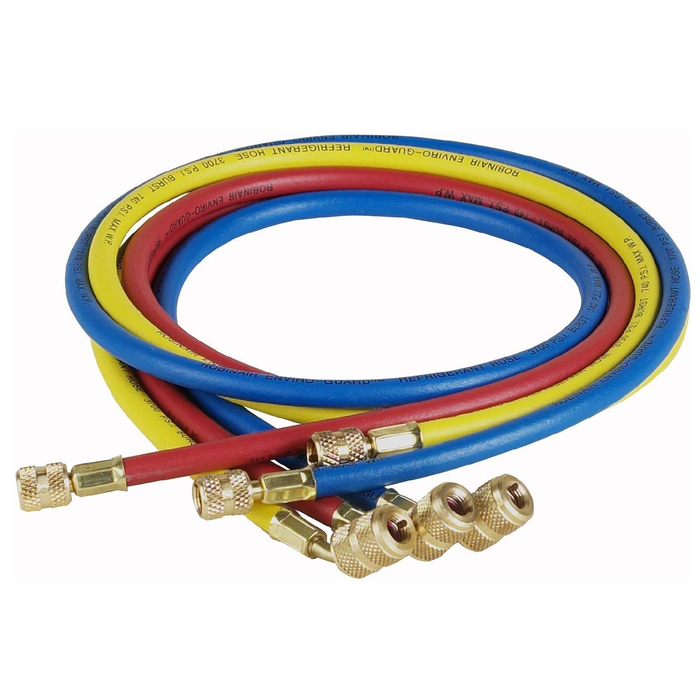 Robinair 69060A R134 Enviro-Guard 60" Hose Set With 45 Degree Quick Seal Fittings