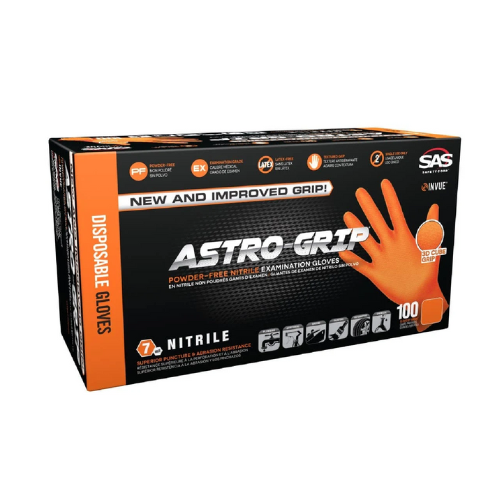 SAS Safety 66473 Astro-Grip Orange 3D Cube Grip Gloves, Size L, Box of 100