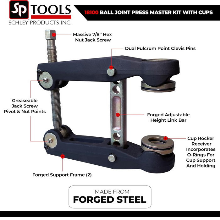 Schley 18100 High Pressure Ball Joint Press Kit with Cups