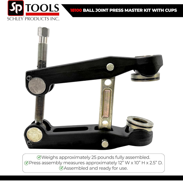 Schley 18100 High Pressure Ball Joint Press Kit with Cups