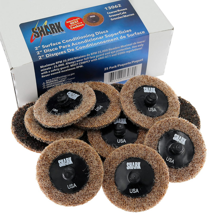 Shark 13062 2" Brown Coarse USA Surface Conditioning - 25 Pack