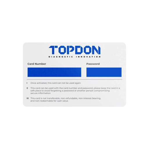 Topdon TD52110080 ADAS Activation Point Card for Phoenix Tools