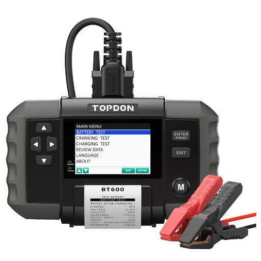 Topdon BT600 Battery Tester & Built-in Printer for 12V Battery & 12V/24V Systems