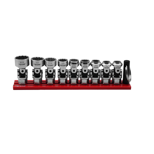 Vim DDSUJ400 9-Piece SAE 12-Point Dual Drive Nano Universal Socket Set - 1/4” X 11MM Drive