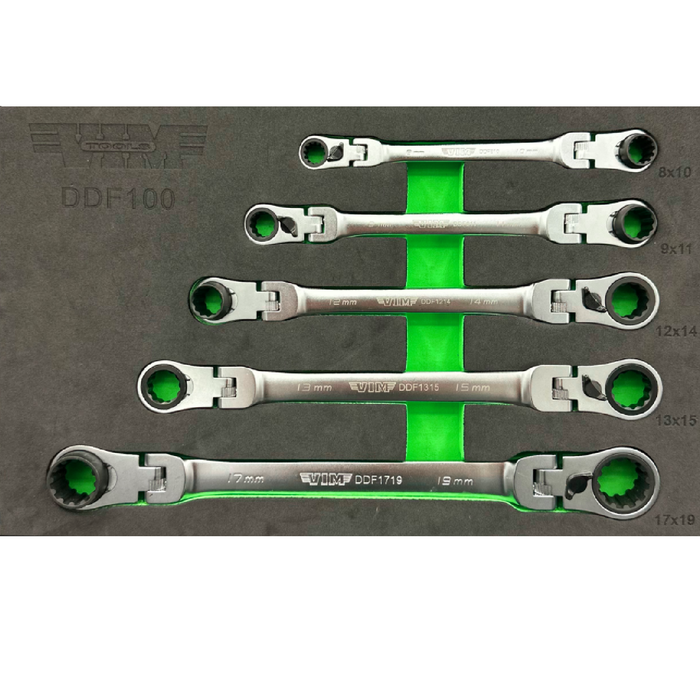 Ratcheting Double Flex Head Wrench For Nano Sockets