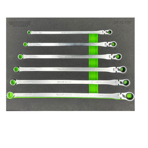 Vim Tools DFXL100 XL Deep Flex Head Ratcheting Wrench Set