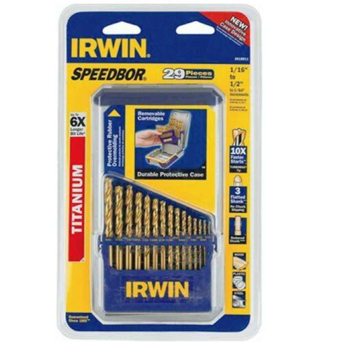 Irwin 3018011 29 Piece Titanium Turbomax Speedbor Drill Bit Set