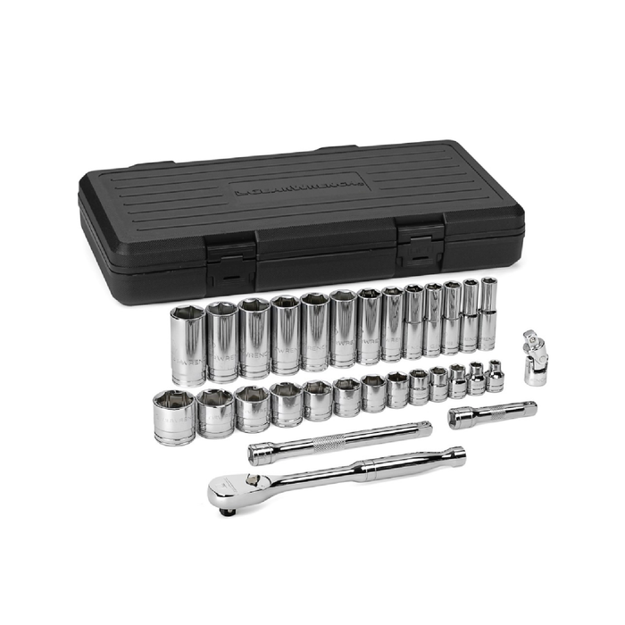 Gearwrench 80569 30 Piece 3/8" Drive 6 Point SAE Standard And Deep Socket Set