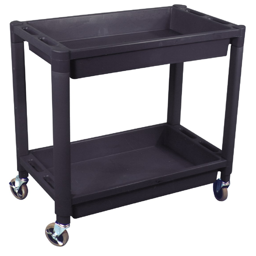 Astro Pneumatic 8330 Heavy Duty Plastic 2 Shelf Utility Cart - Black Color