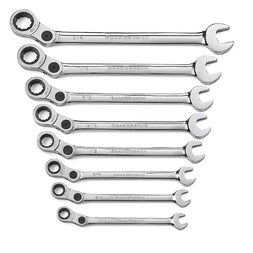 Gearwrench 85498 8 Piece SAE Indexing Combination Wrench Set