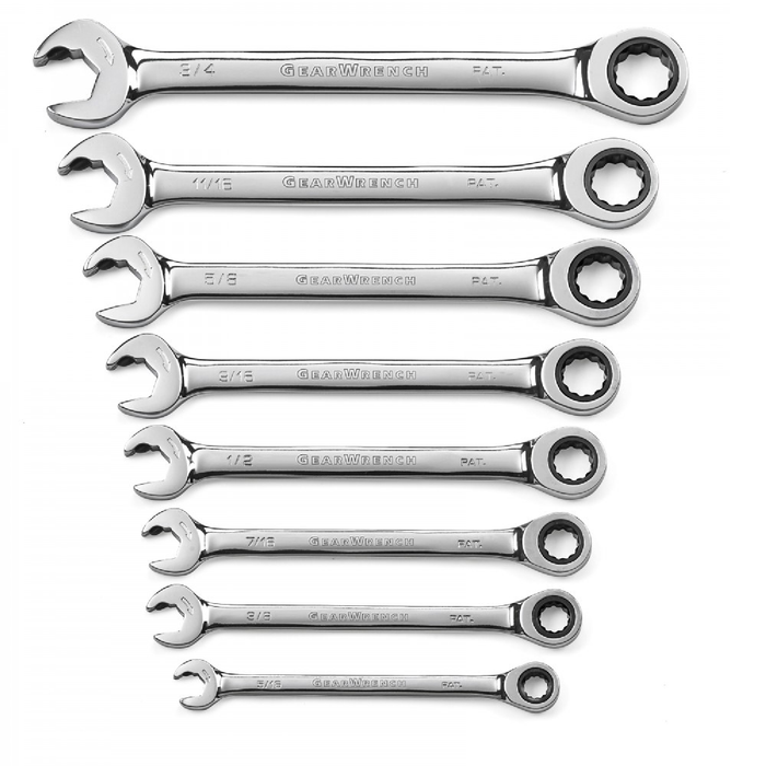 Gearwrench 85599 8 - Piece  Open End Ratcheting  SAE Wrench