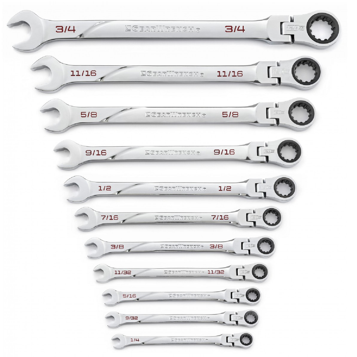 Gearwrench 86247  XL™  11 -  Piece Spline Flex  Ratcheting Combination SAE Wrench set