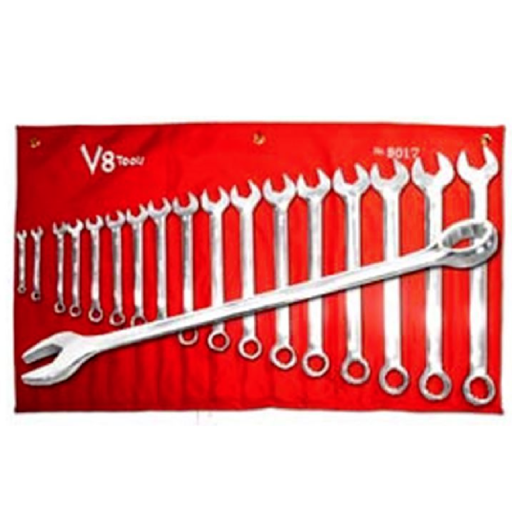 V8 Tools 9017 17 Piece SAE Standard Length Combo Wrench Set