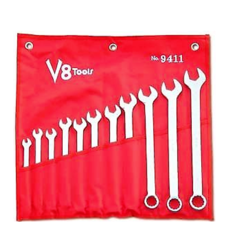 V8 Tools 9411 11 Piece SAE Long Pattern Combo Wrench Set