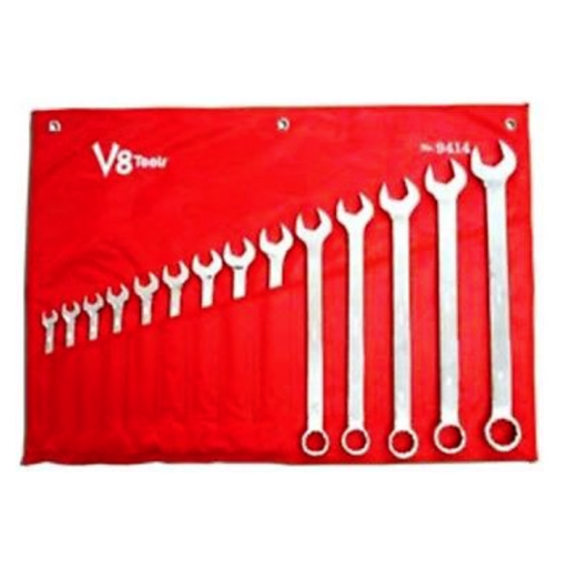 V8 Tools 9414 14 Piece SAE Long Pattern Combo Wrench Set