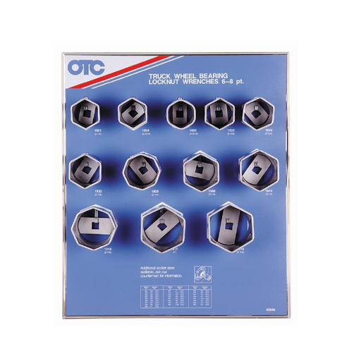 OTC 9852 Wheel Bearing Locknut Sockets Display