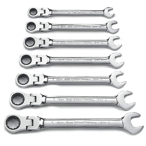 Gearwrench 9900D 7 Piece Flex Head Metric Ratcheting Combination Wrench Set 