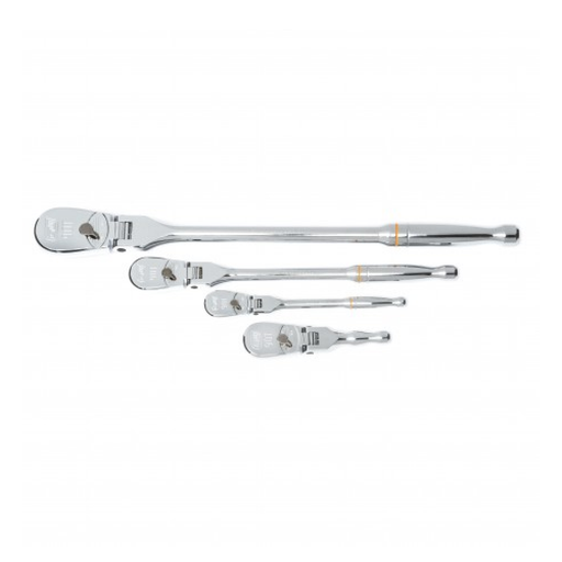 GearWrench 81230T 4-Piece 1/4", 3/8", & 1/2", Drive 90 Tooth Full Polish Flex-Head Ratchet Set