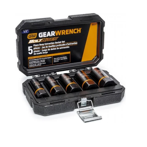Gearwrench 86070 5-Piece 1/2" Drive Bolt Biter™ Deep Extraction Socket Set