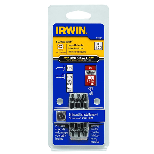 IRWIN 1876224 3 Piece Damaged Screw-Grip Impact Extractor Set