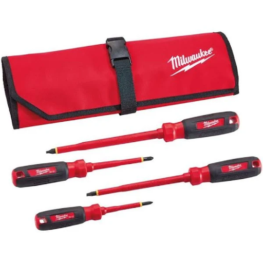 Milwaukee 48-22-2204 4-Piece 1000V Insulated Screwdriver Set with Roll Pouch