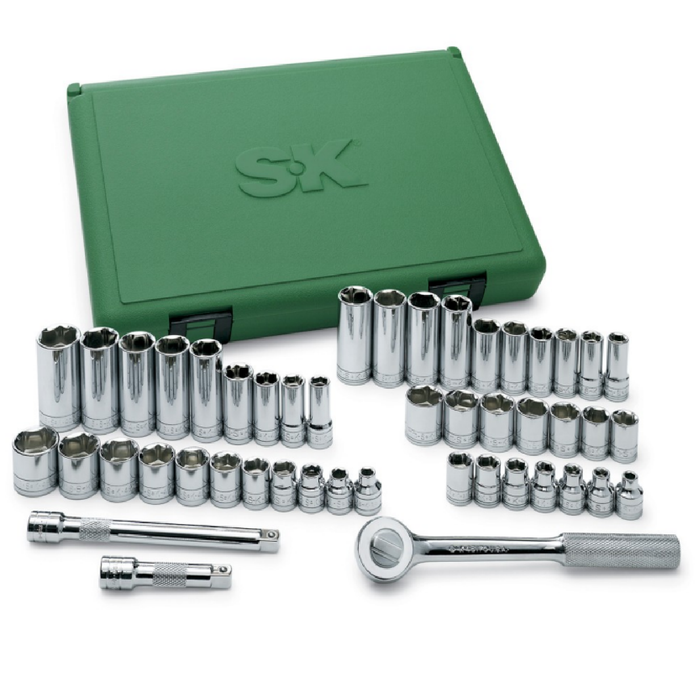 SK Tool 94547 47-Piece 3/8" Drive Chrome Socket Set - Standard/Deep, SAE/Metric