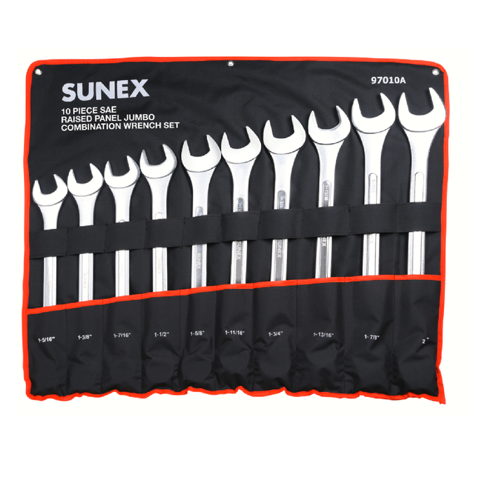Sunex 97010A 10-Piece SAE Raised Panel Jumbo Combination Wrench Set