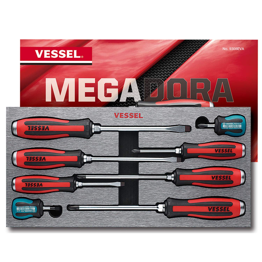 Vessel 9308EVA 8-Piece MEGADORA Tang-Thru Screwdriver Set